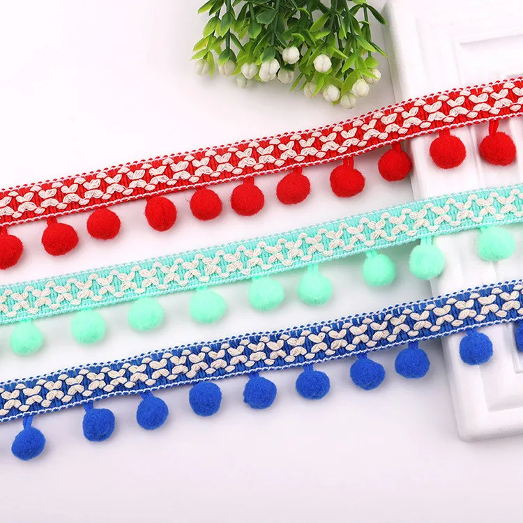 

1Yard Classical Pom Pom Trim Lace Fabric Sewing Accessories Fringes Embroidery Ribbon Sewing Lace For DIY Material Craft Apparel