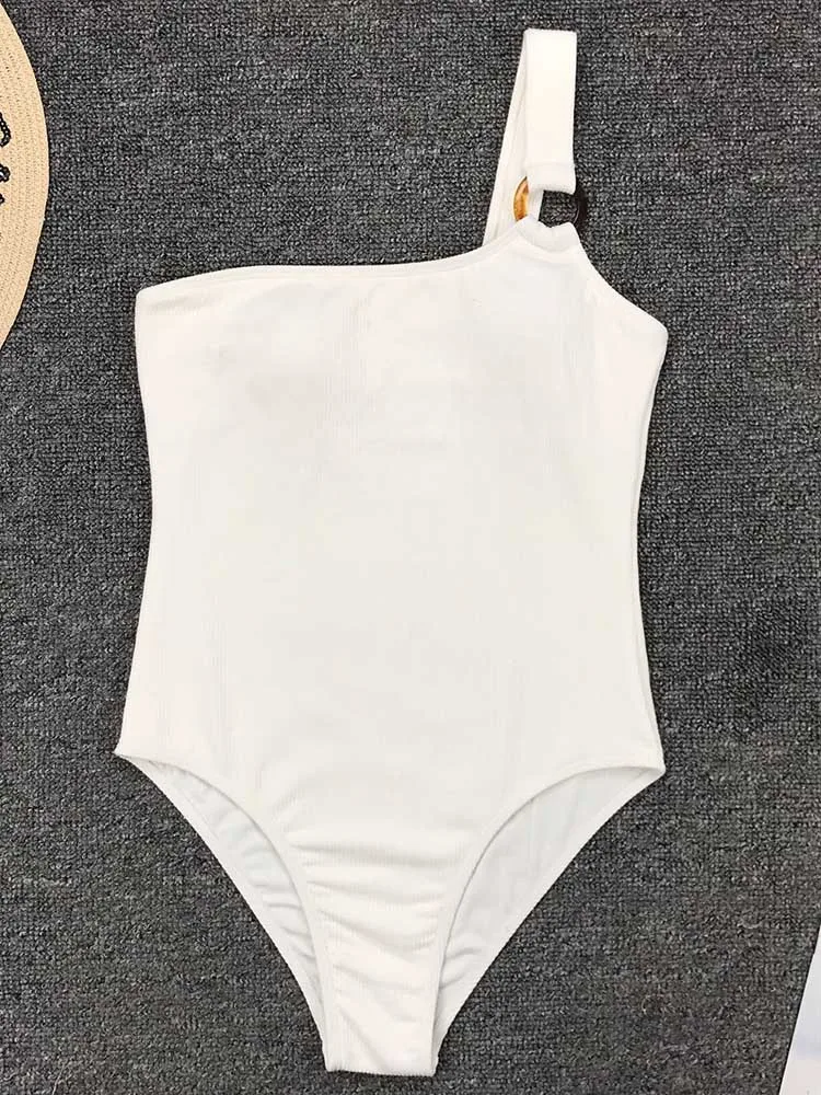 Новинка 2020 сексуальное бикини на одно плечо белый черный полная спина женская