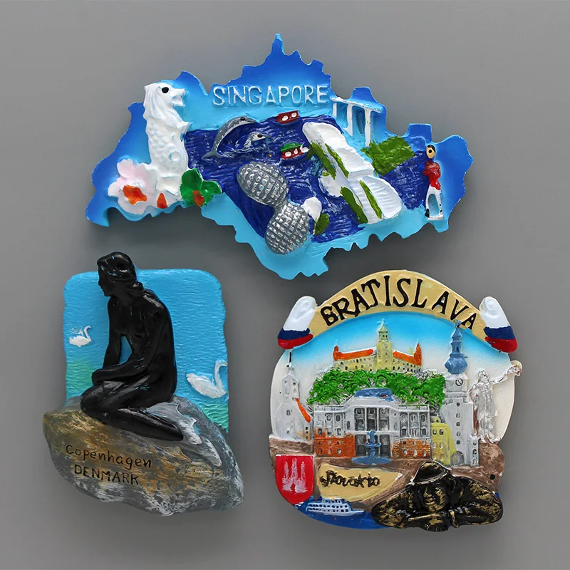 Магнитный холодильник Singapore Merlion Vienna 3D магнитный Лаос Италия Рим сувенирная