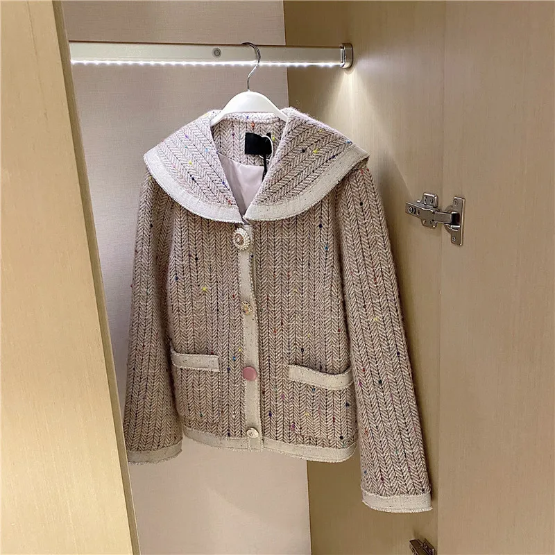 

Blue Lady's wind coat women's autumn and versatile 2020 new French Navy collar jacket