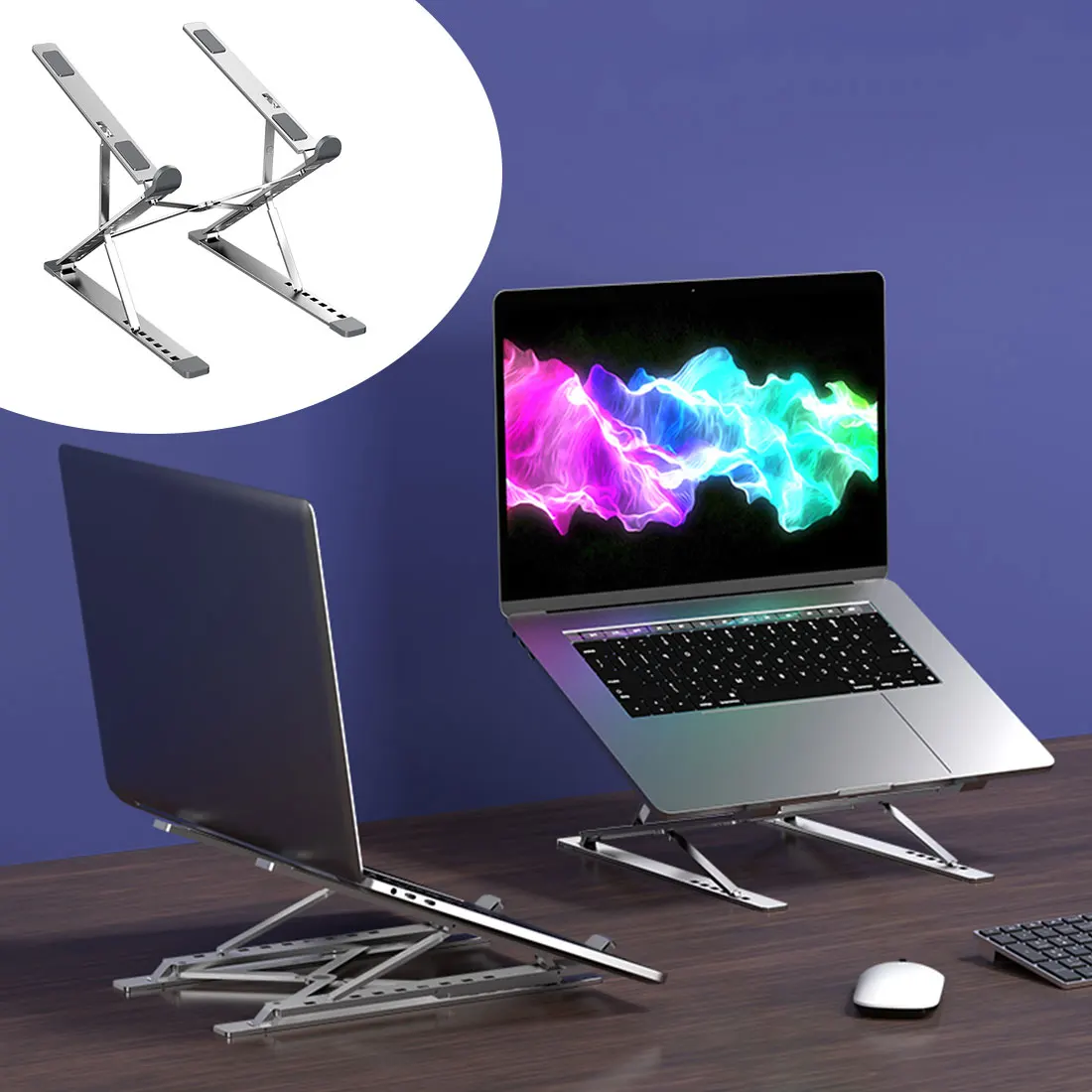 

Laptop stand portable 6 + 9 horizontal double-layer adjustable aluminum alloy foldable laptop stand, which can raise the laptop
