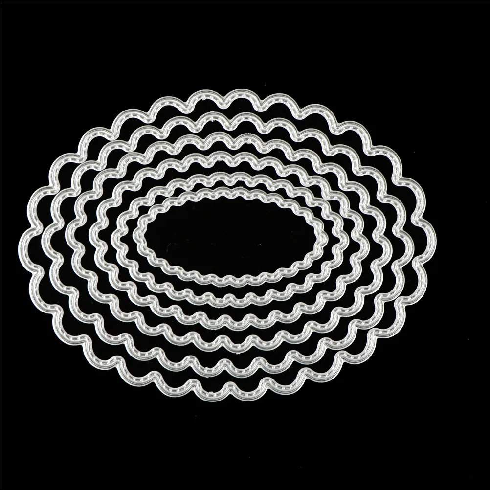 

6PCS Oval Circle Round Frame Metal Cutting Dies Decorative Scrapbooking Steel Embossing Paper Card Stencil Craft Die Cut