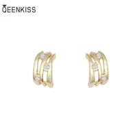 qeenkiss eg7305 fine jewelry wholesale woman birthday wedding gift geometry round zircon 925 sterling silver needle stud earring