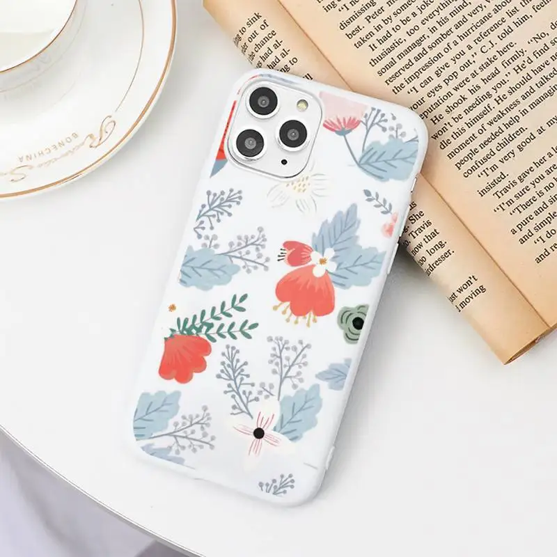 

Flower Romantic Phone Case Candy Color for iPhone 6 6S 7 8 11 12 XS X SE 2020 XR mini pro Plus MAX funda