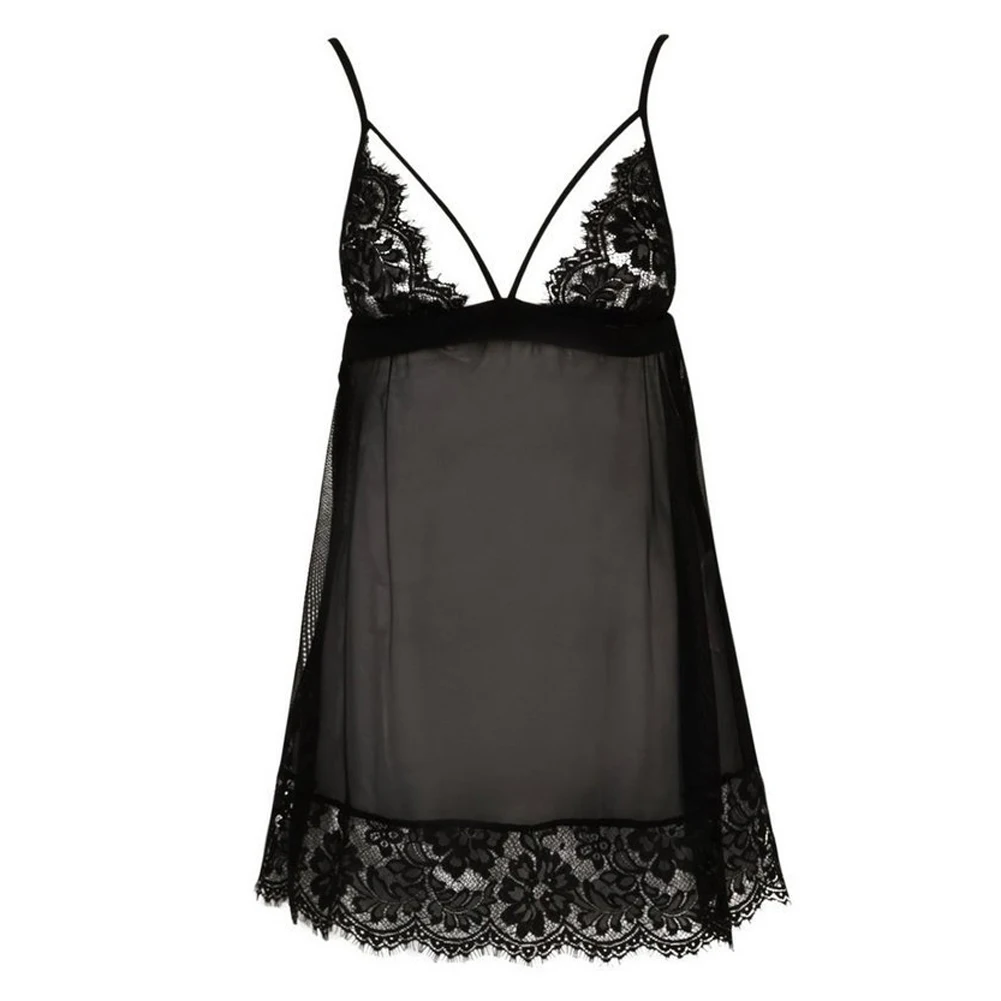 

FY Female Nightwear, Solid Color V-Neck Sleeveless Dress Sexy Lingerie for Women, Black/White/Wine Red/Pink