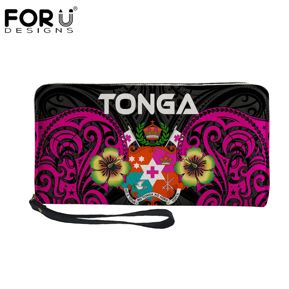 

FORUDESIGNS Polynesian Tongan Spirit Portable Coin Money Bag Travel Ladies ID Card Holder Coin Cases Fashion Wallet Women Purse