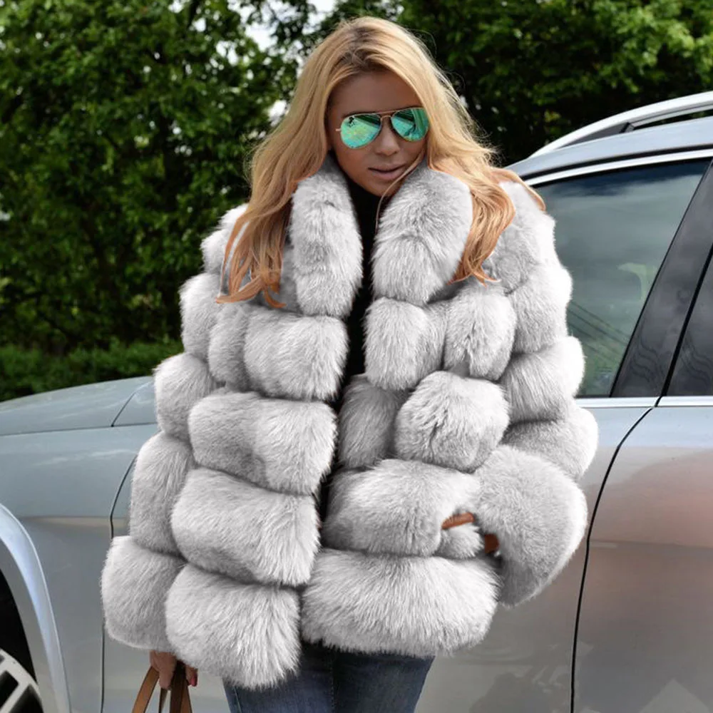 

Женское пальто из искусственного меха на осень и зиму, новинка 2021, однотонное модное дизайнерское плотное теплое пальто из лисьего меха с дл...