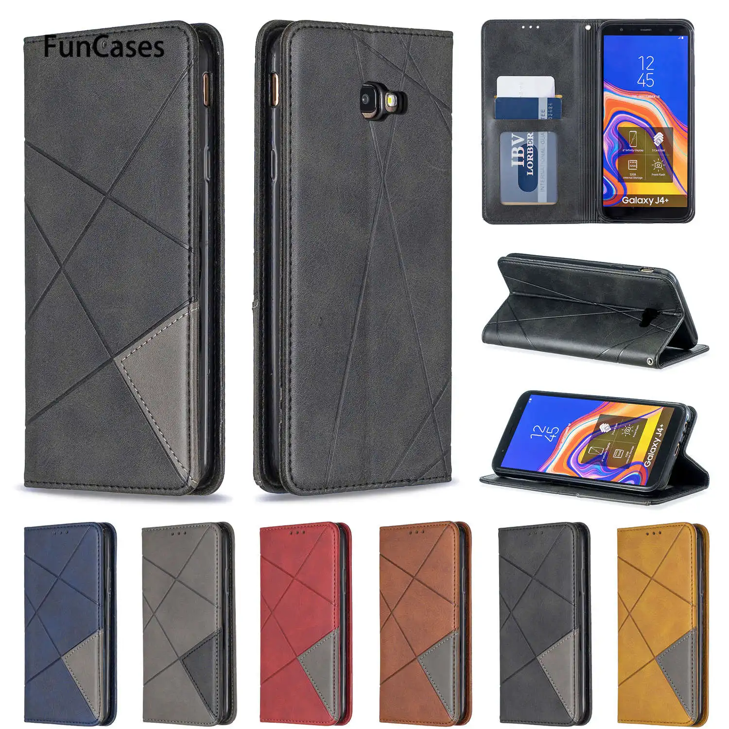 Чехол для телефона из искусственной кожи с бриллиантами hoesje Samsung J6 Plus Movil Galaxy para