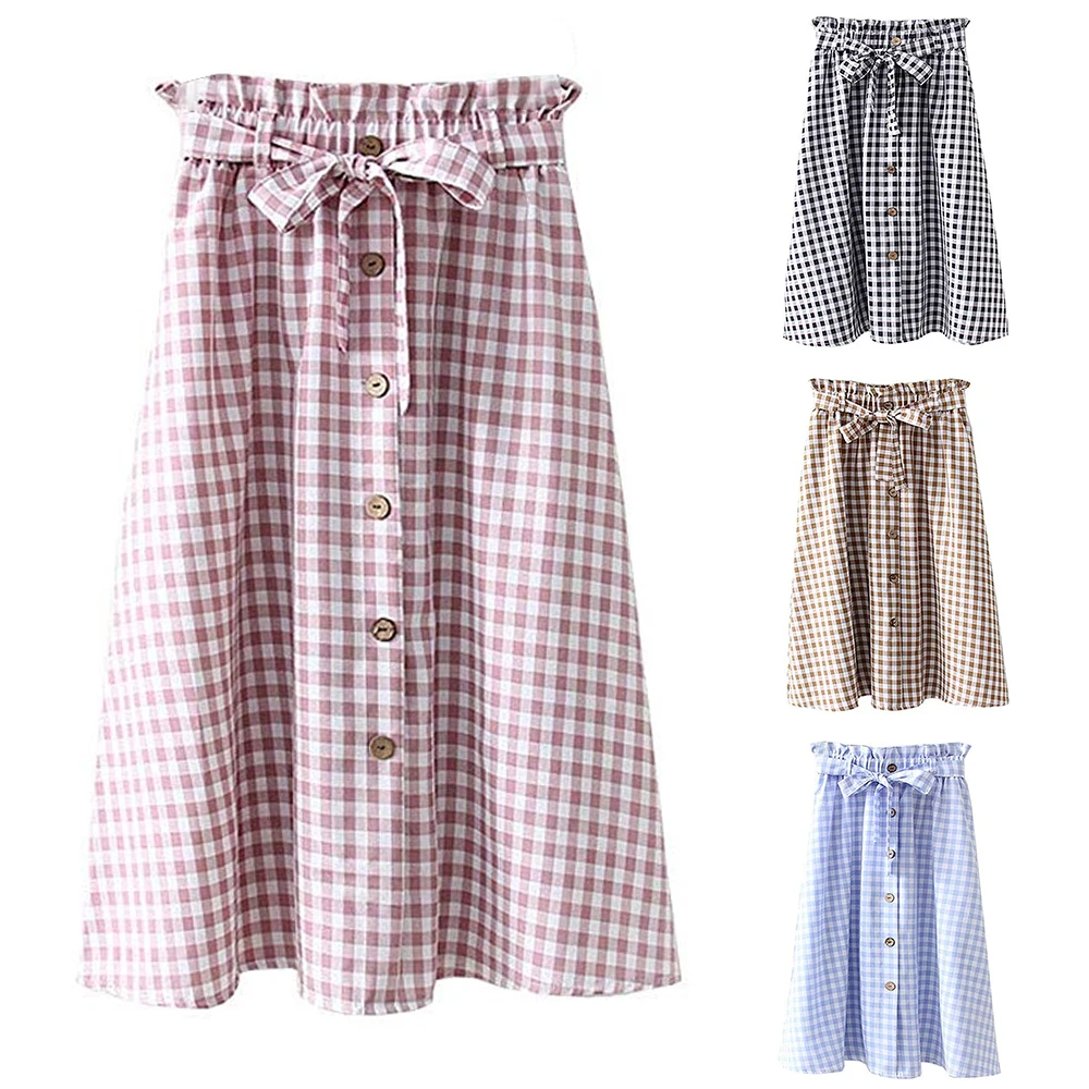 Летняя юбка 2020 Новая мода Корейская Высокая талия дикая Ретро литературная