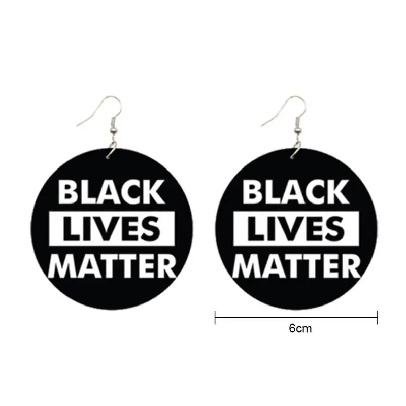 Цветные круглые серьги с буквенным принтом черные надписью Live Matters Power Never Gifts