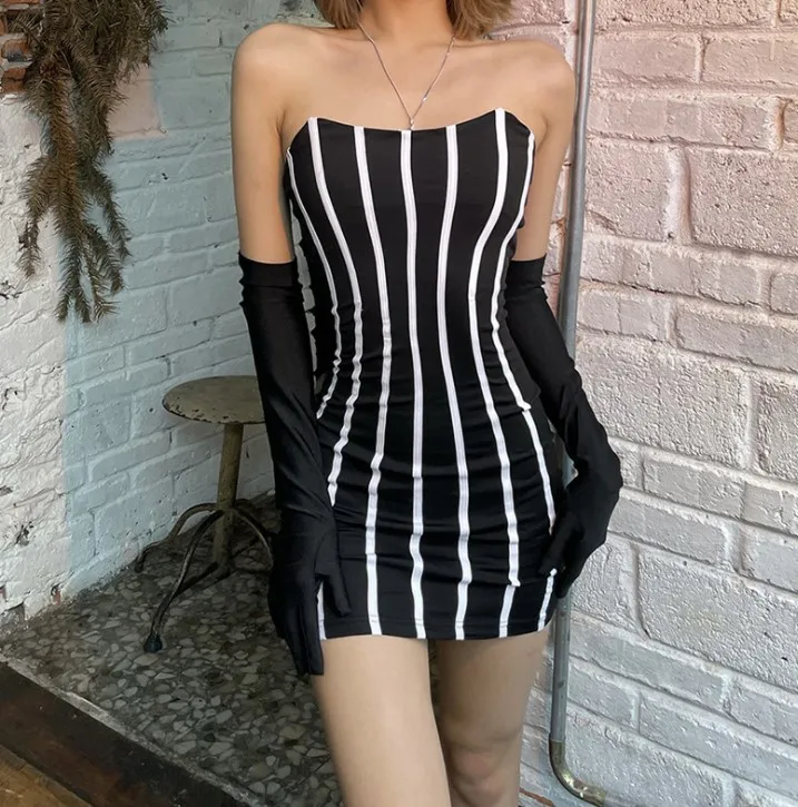 

Новинка лета 2021, модное сексуальное женское платье в полоску с рисунком рыбьей кости