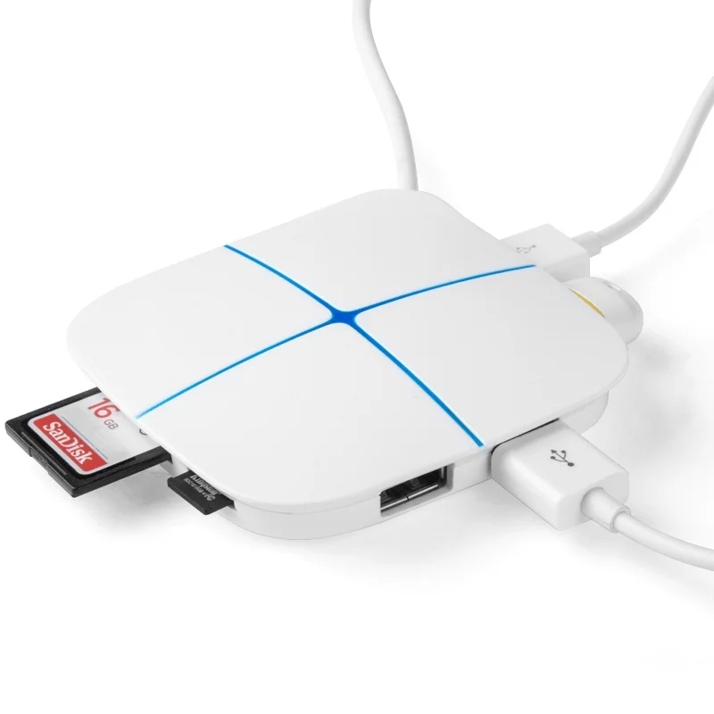 

6 Port USB2.0 Hub 1m Cable Splitter With TF SD Card Reader Flash Light Indicator USB 2.0 Hub for Multi-device Desktop Laptop