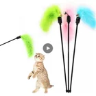 Перо индейки, палочки для кошек высокое качество случайный Цвет интерактивная игрушка для питомцев Цвет Фул пластиковые товары для кошек аксессуары домашних животных рюмочка