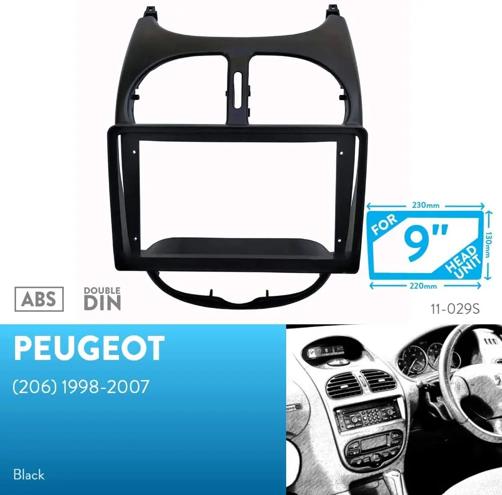 9-дюймовая Автомобильная радиопанель Fascia Для 1998-2010 PEUGEOT 206 комплект для приборной