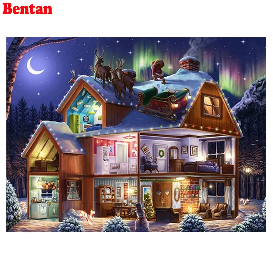 

Diy Full Square Round Diamond Embroidery Christmas House Rhinestones Painting Santa Claus 5d Diamond Mosaic Sale