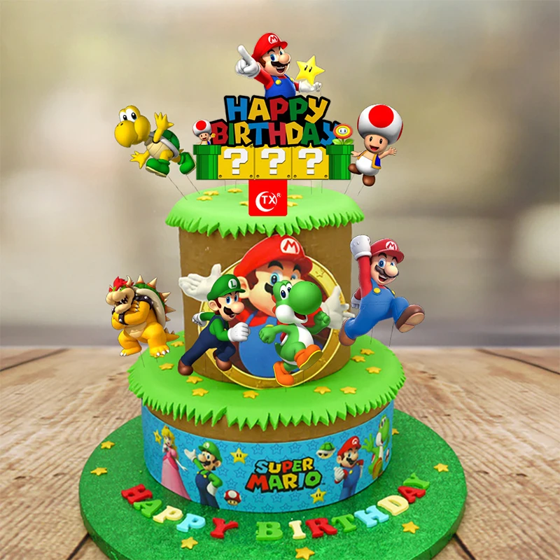 Супер Марио игрушка фигурку Братья и Луиджи Йоши Bowser кекс вставка для торта детей