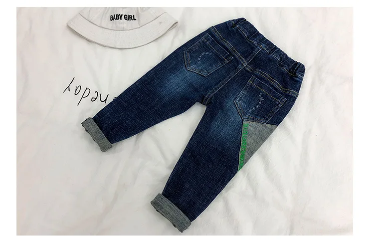 Kids Jeans for Boys Fashion Splice Denim Trousers Children Broken Hole Jeans Autumn Winter Casual Costume Wear Long Pants
