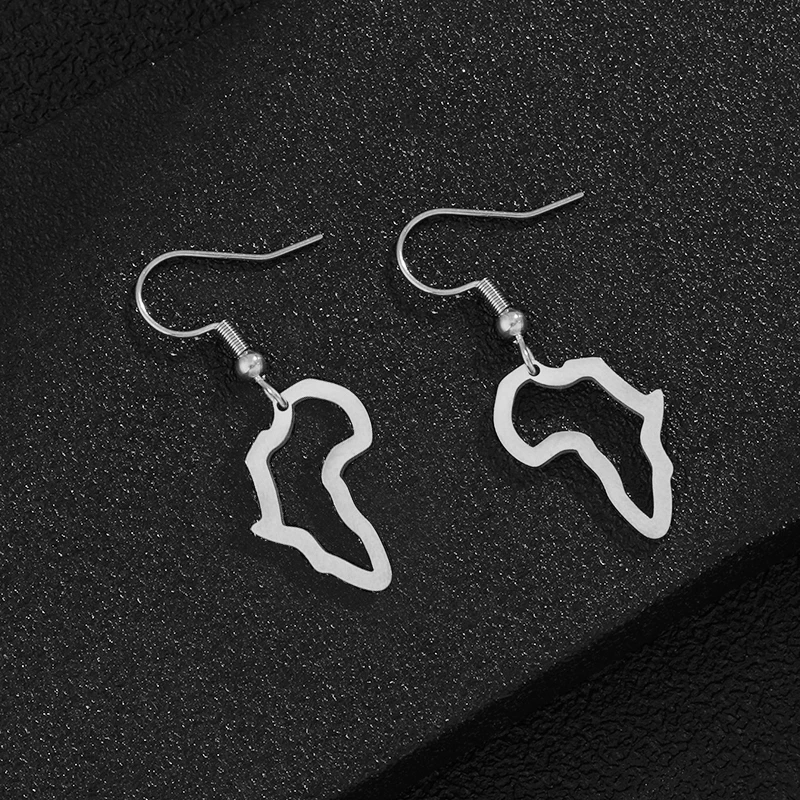 Новые серьги-гвоздики с картой Африки африканские серьги золотого/стального