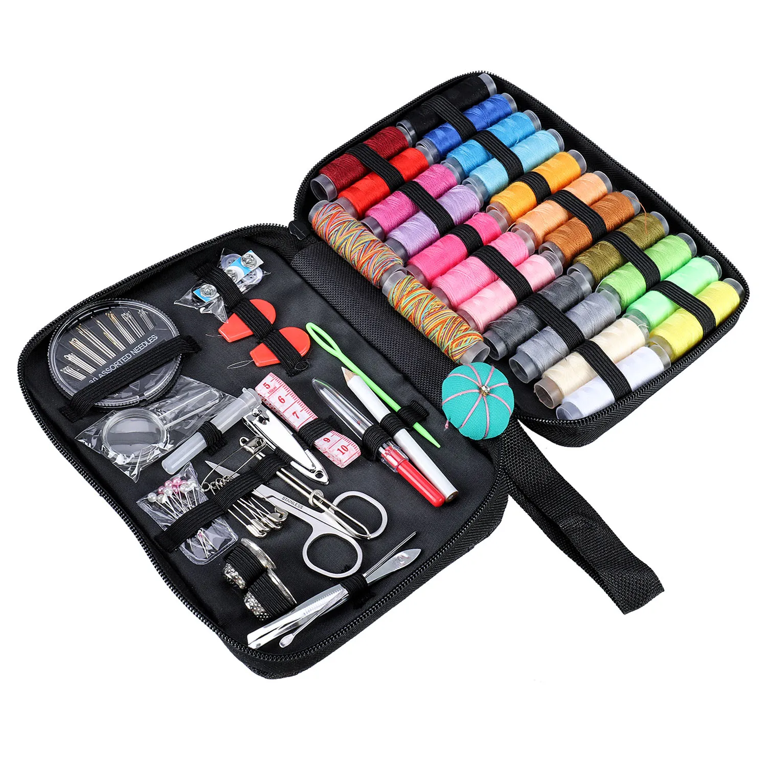 

98PCS Set Thread Threader Needle Tape Measure Scissor Sewing Kit For Home Travel