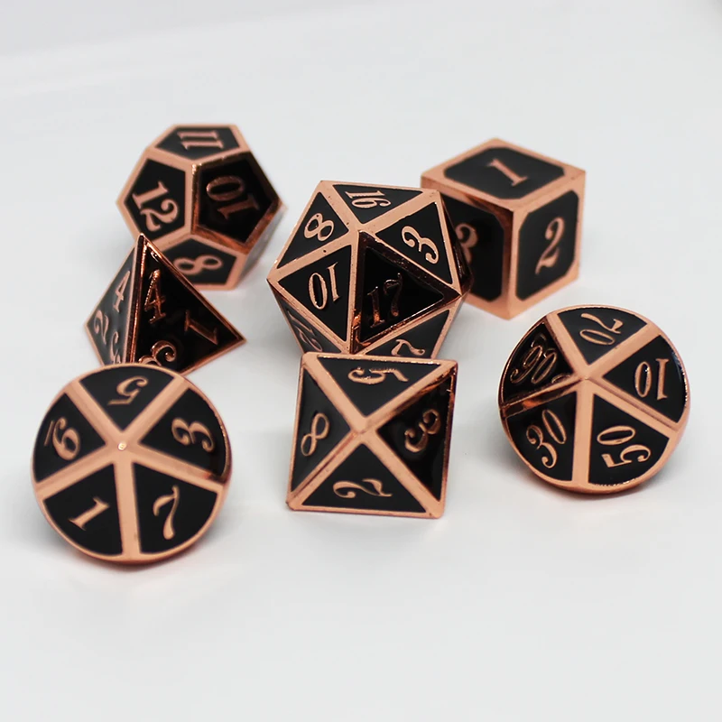 Металлические игральные кости черного цвета 7 шт./компл. d4 d6 d8 d10 d % d12 d20 для игр в