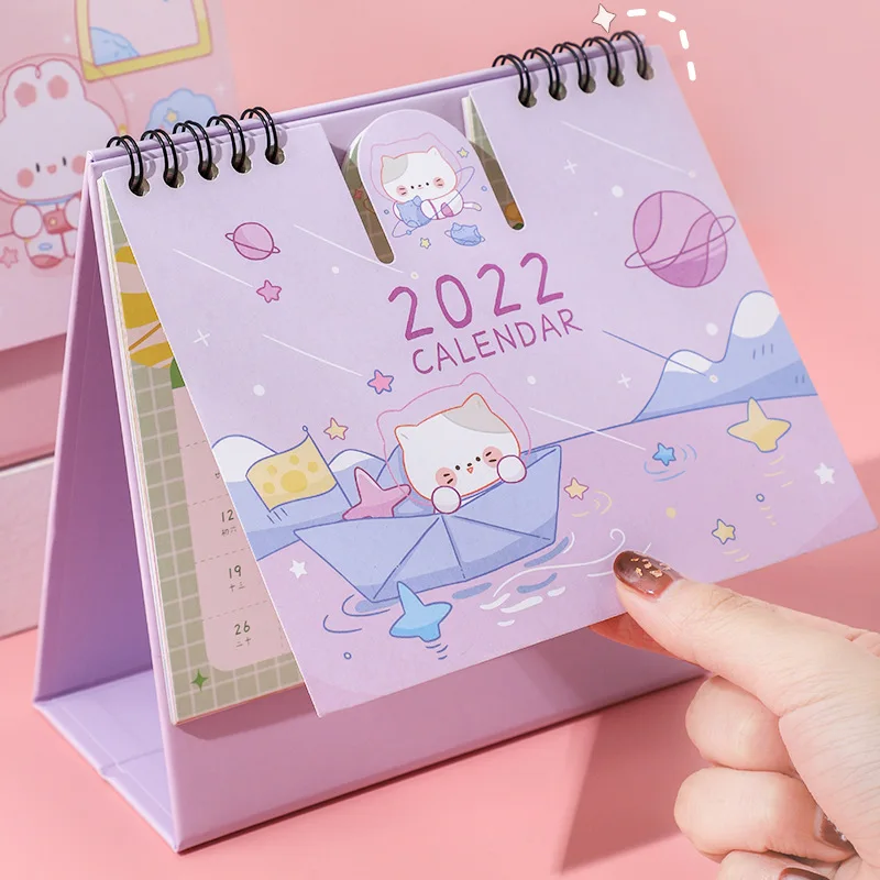 IMeetu 1 шт. 2022 Kawaii маленький настольный календарь милый мультяшный портативный стол