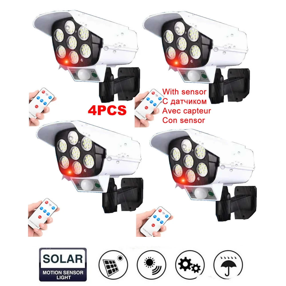

Фальшивая камера-пустышка с датчиком движения на солнечной батарее, водонепроницаемая светодиодная уличная камера видеонаблюдения с мига...