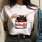 Футболка Nutella женская с принтом арахисового масла, смешная футболка с мультяшным графическим принтом в стиле Харадзюку, топ с коротким рукавом, женская