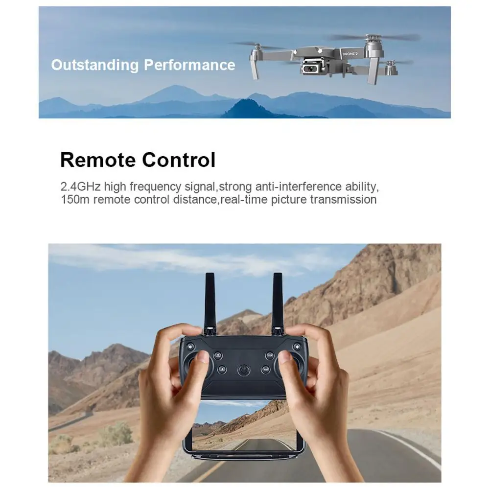 Квадрокоптер E68 складной с широкоугольной камерой 4K 720P 1080P Wi-Fi FPV | Игрушки и хобби