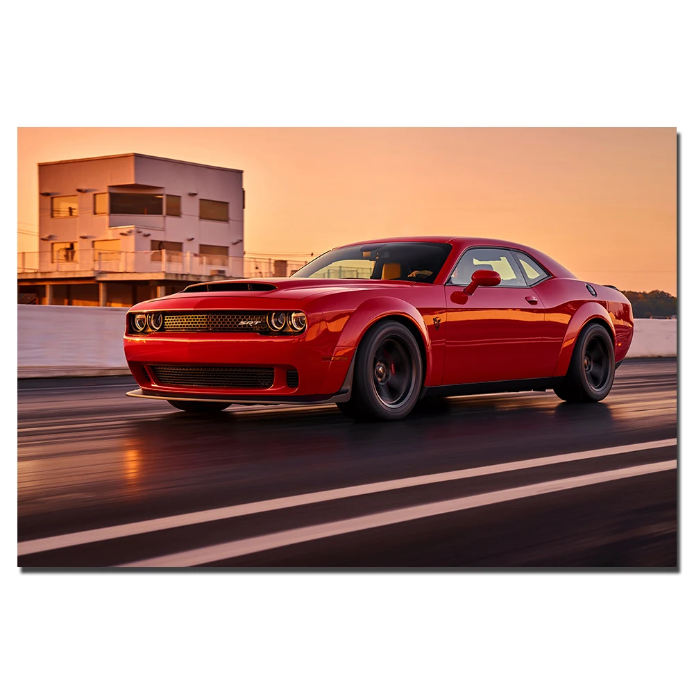 Dodge Challenger SRT Demon плакат с суперкаром настенное искусство картины на холсте для