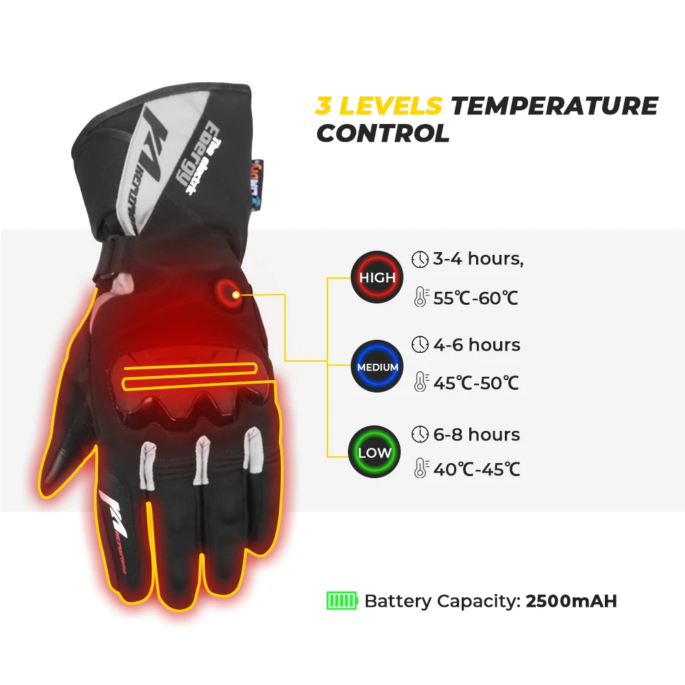 Motorcycle Heated Gloves Winter Warm Skiing Heated Gloves Touch Screen Waterproof Electric Heating Thermal Gloves For Snowmobile enlarge