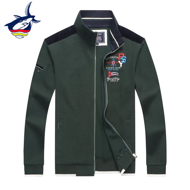Новинка, куртка Tace& Shark, мужская, брендовая, jaqueta masculina, свитер, пальто, стоячий воротник, Акула, вышивка, молния, осень, повседневная мужская куртка