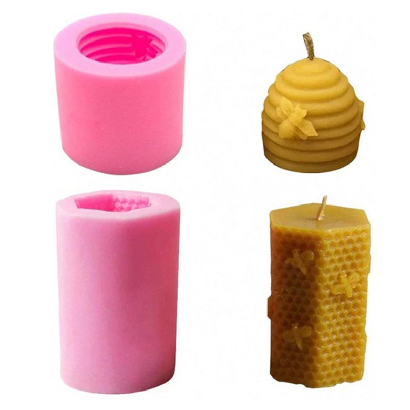 

3D Bee Honeycomb Candle Silicone Molds Cake Fondant Bakeware Molds Homemade Beeswax Soap Crayon Wax Hives Candles Making Supplie