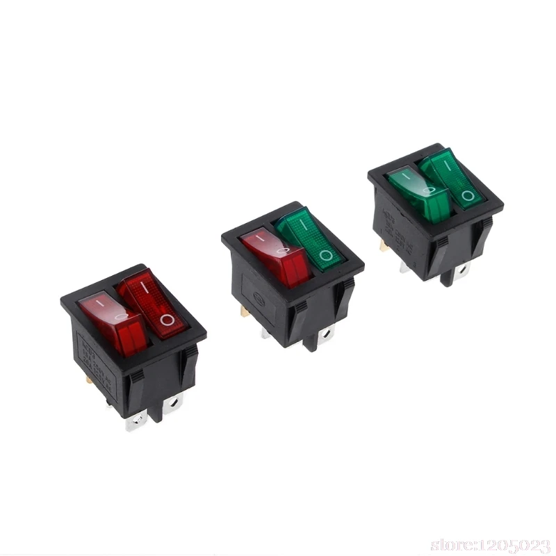 Двойной лодочный кулисный переключатель 6 Pin ВКЛ-ВЫКЛ с зеленый красный