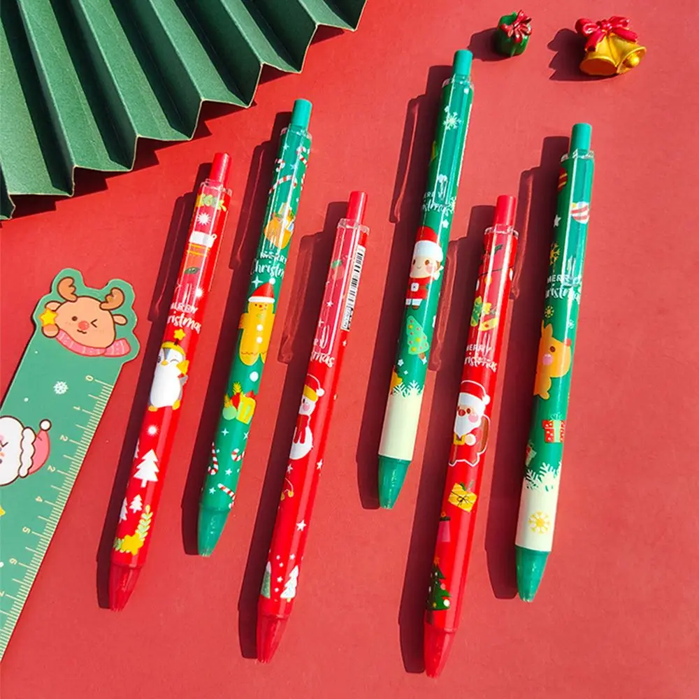 

Press Christmas Gift Elk Santa Claus Rollerball Pen Colorful Refill School Office Stationery Christmas Ballpoint Pens