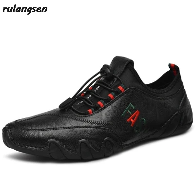 

Rulangs 2021 Summer Genuine Leather Fashion Casual Shoes Men Octopus Male Footwear Classic Flats Sneakers Sewing Driving 8888