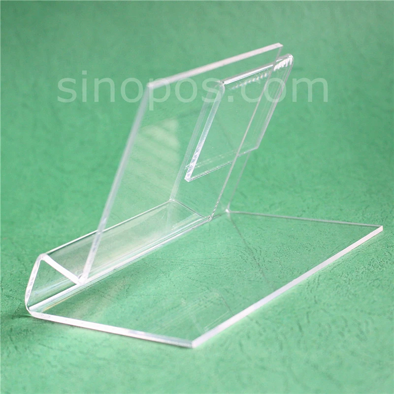 Акриловая подставка для сотового телефона с держателем бирки прозрачная полка