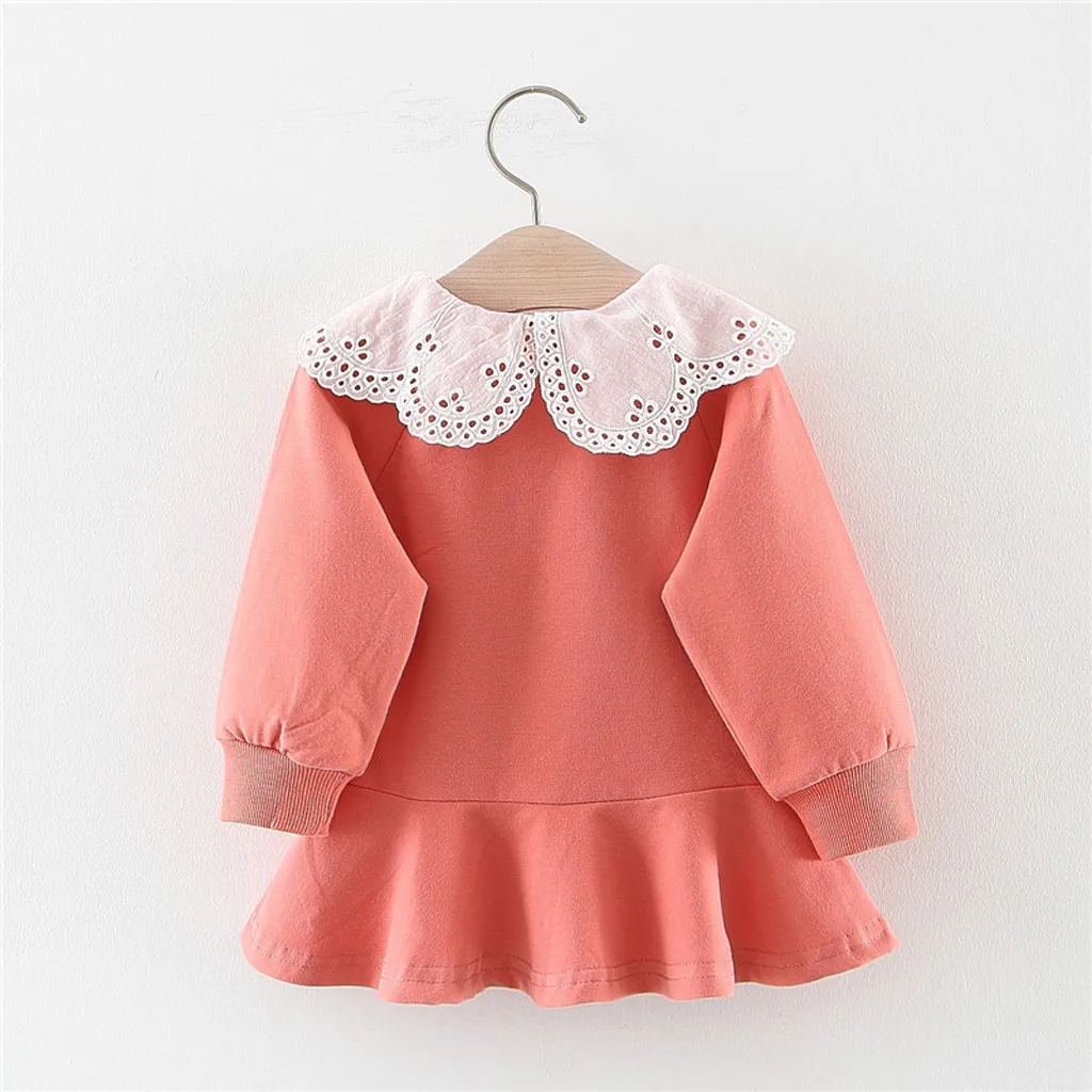 Зимнее платье для девочек одежда с длинными рукавами Повседневные платья рюшами