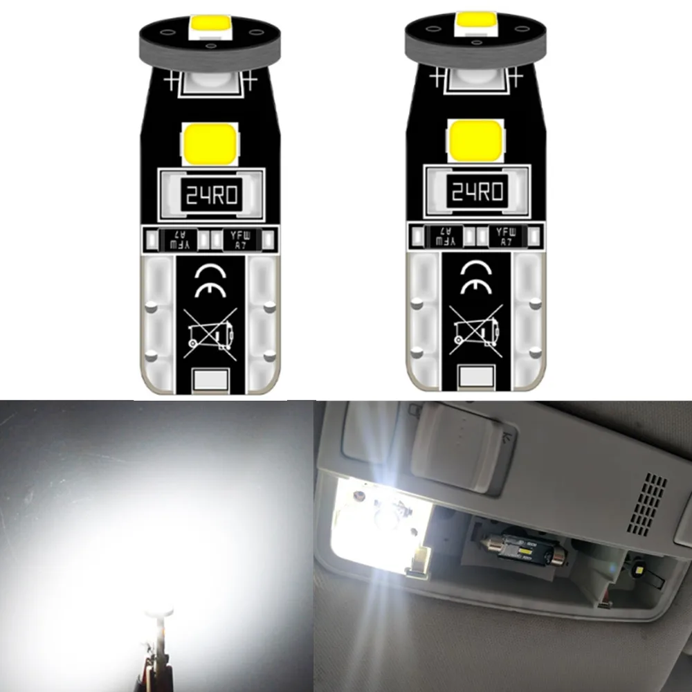 

2x T10 W5W White Canbus interior LED bulb Dome Map Indoor light For Toyota Land Cruiser 80 100 200 Prado 90 120 150 (1990-2019)