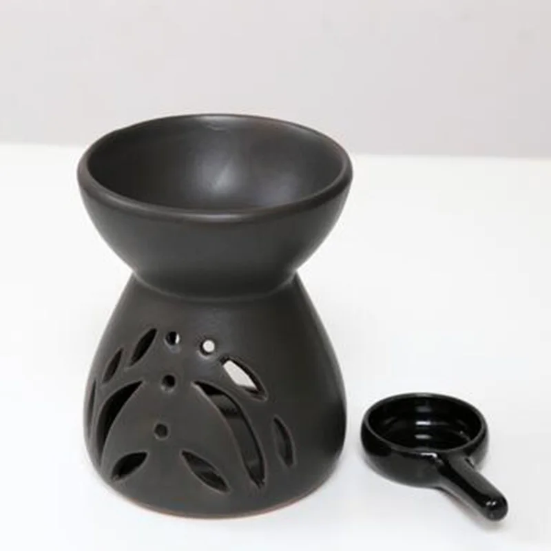burner candle holder Керамическая ароматерапевтическая горелка, полая печь с эфирными маслами, йога, спа, отель, декор для гостиной, ароматическая лампа, черный, синий подсвечник - Цвет: burner candle holder