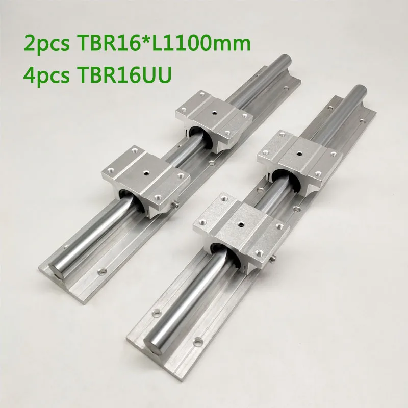 

Support Linear rails Assemblies 2pcs TBR16 -1100mm with 4pcs TBR16UU Bearing blocks for CNC Router