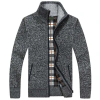 2020 new autumn winter men sweater warm cashmere wool zipper cardigan men coat dress casual knitwear male clothes