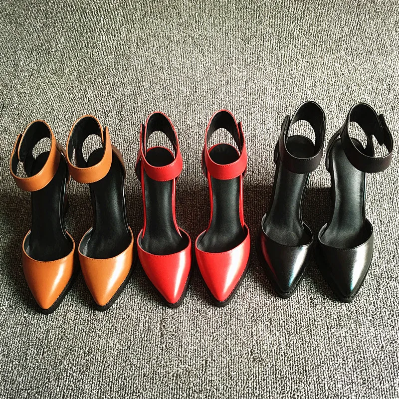 Босоножки на танкетке женская обувь из натуральной кожи босоножки с острым