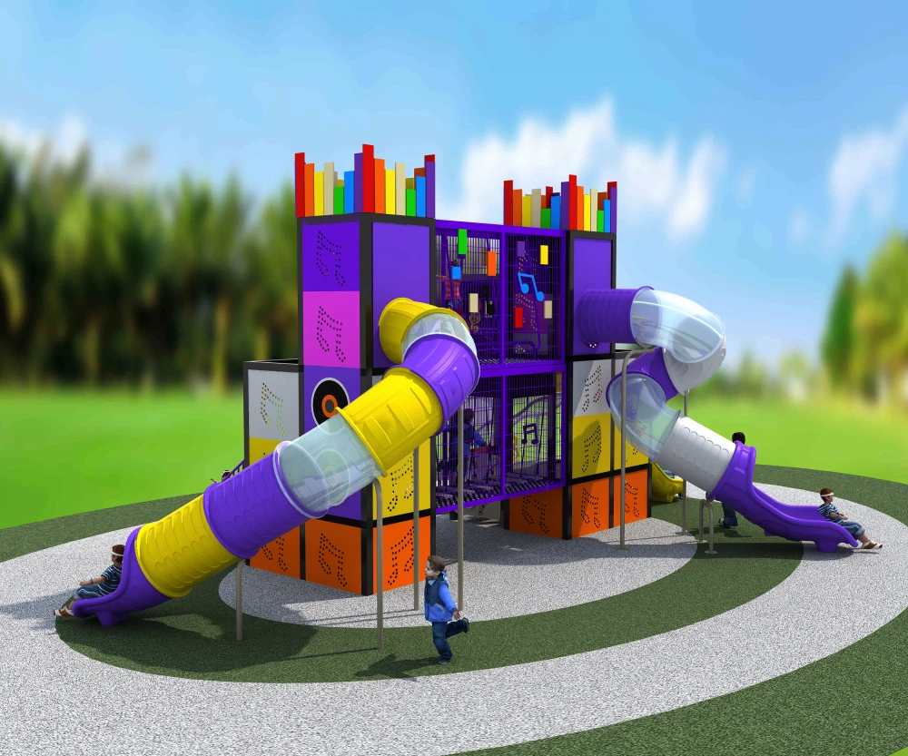 Beste Ylw 2020 Amusement Plastic Speeltuin Muziek Thema Ijzeren Gecombineerd Glijbaan Entertainment Park YLW-OUT200825