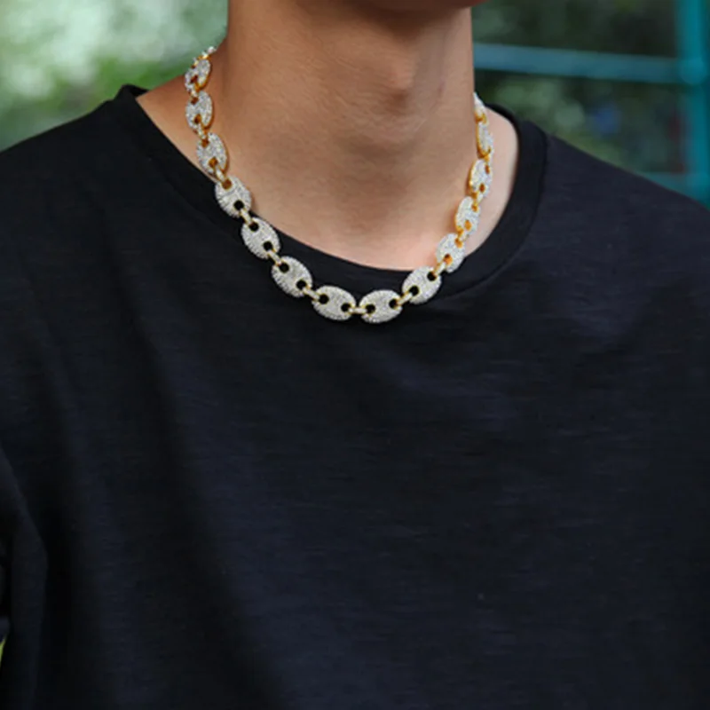 Стразы из сплава ожерелье в стиле хип хоп виде кофейных бобов свиной нос