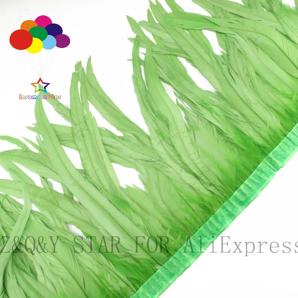 Pluma de cola de gallo Natural 20-25CM te&ntilde;ido fruta verde DIY joyer&iacute;a artesan&iacute;a mostrar Ropa Accesorios pluma-2