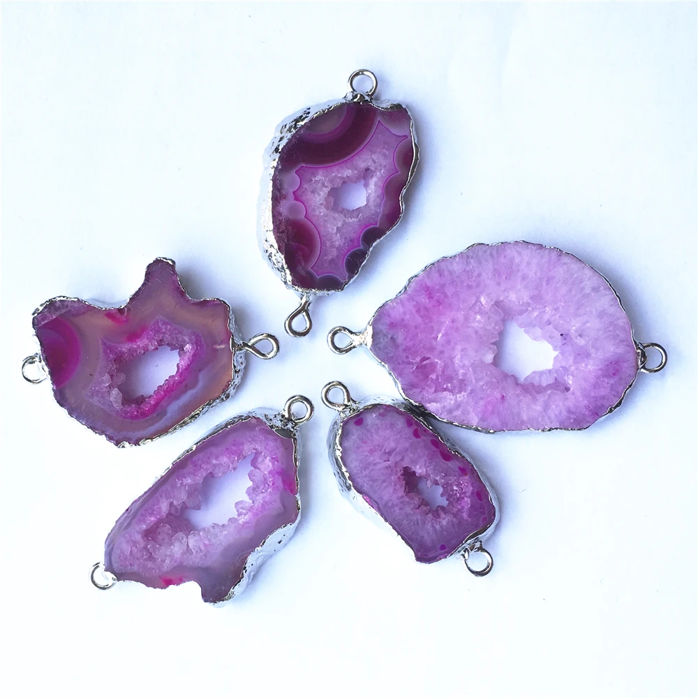 New Hot Natural Red Agates Slice Pendant Connectors Irregular Raw Onyx Druzy Stones Pendants for DIY Jewelry Making 5PCS | Украшения и