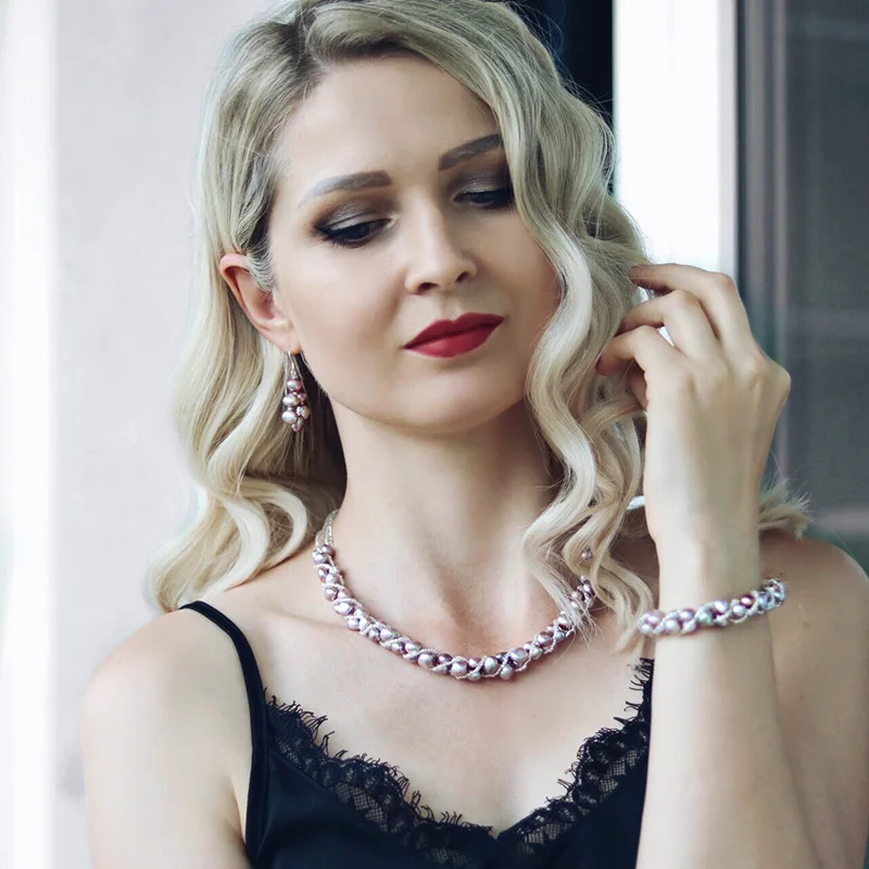 Женский комплект из колье и серёг серебра 925 пробы|Ювелирные наборы| |