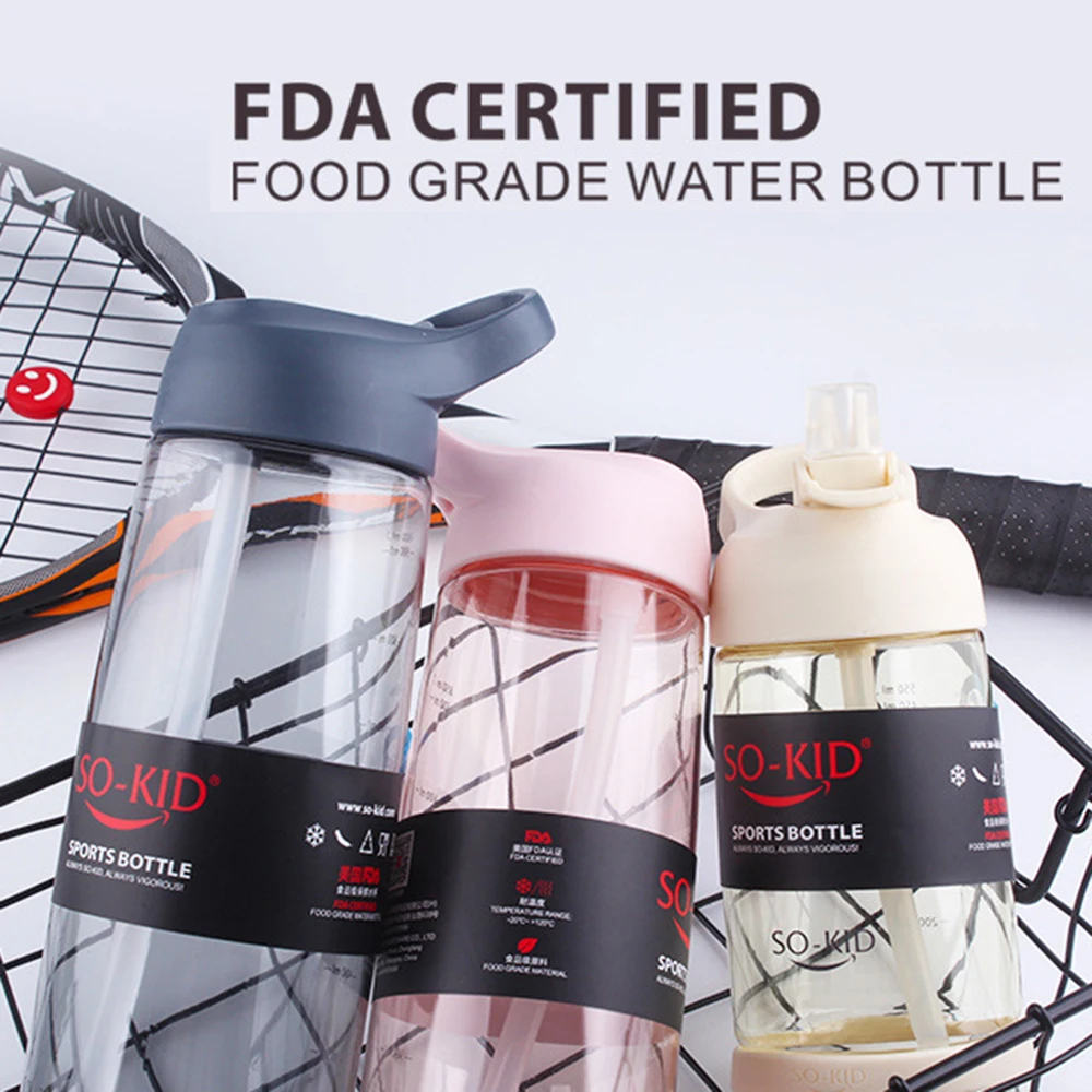 

1000ml Outdoor Water Bottle with Straw Sports Bottles Eco-friendly with Lid Hiking Camping Plastic BPA Free H1098