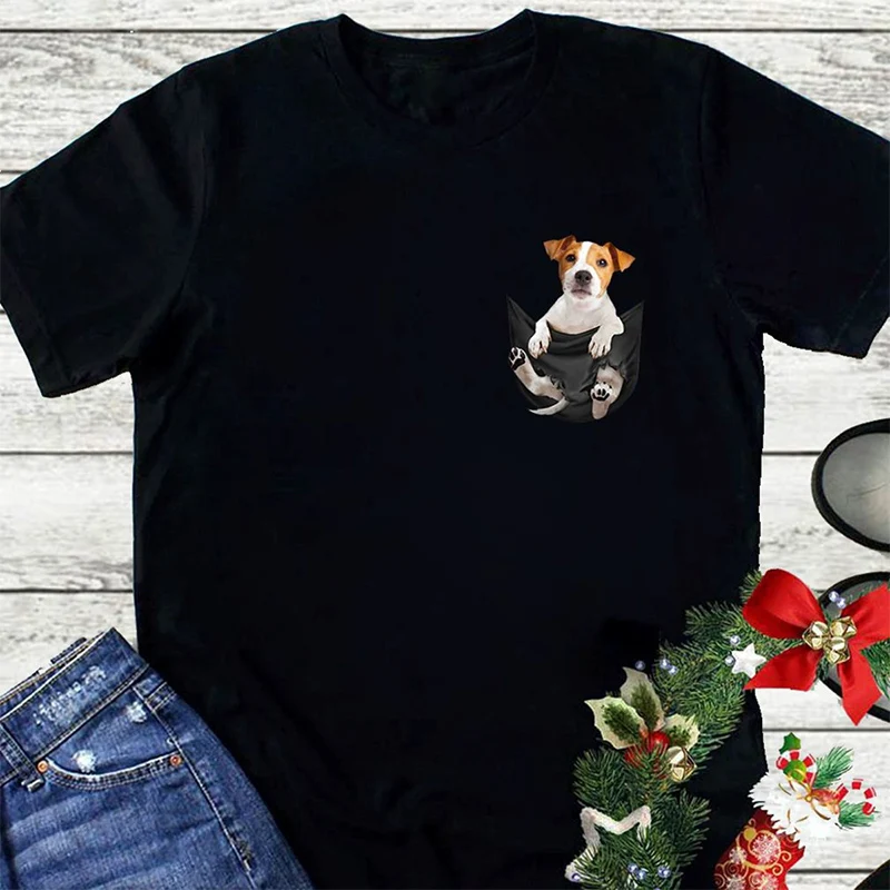 Хлопковая футболка CLOOCL модная Милая с карманами и принтом Akita Dog мужская женская
