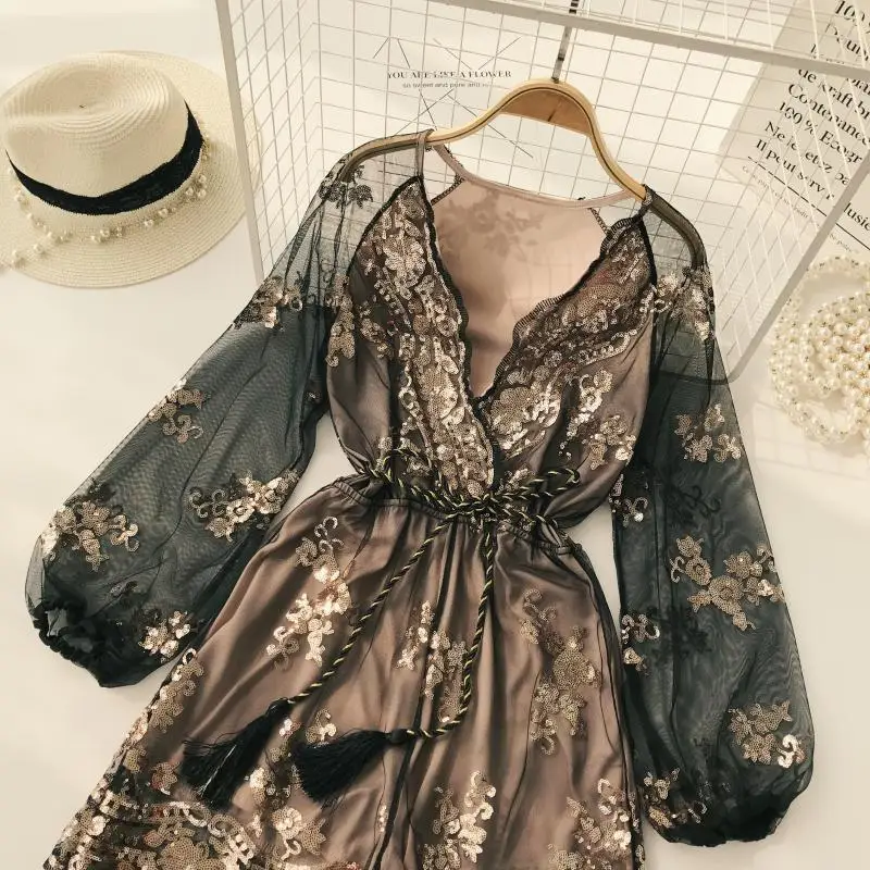 

lace Combinaison femme fashion Bodysuit long sleeve shorts slim fit omighty rompers for women hot playsuit